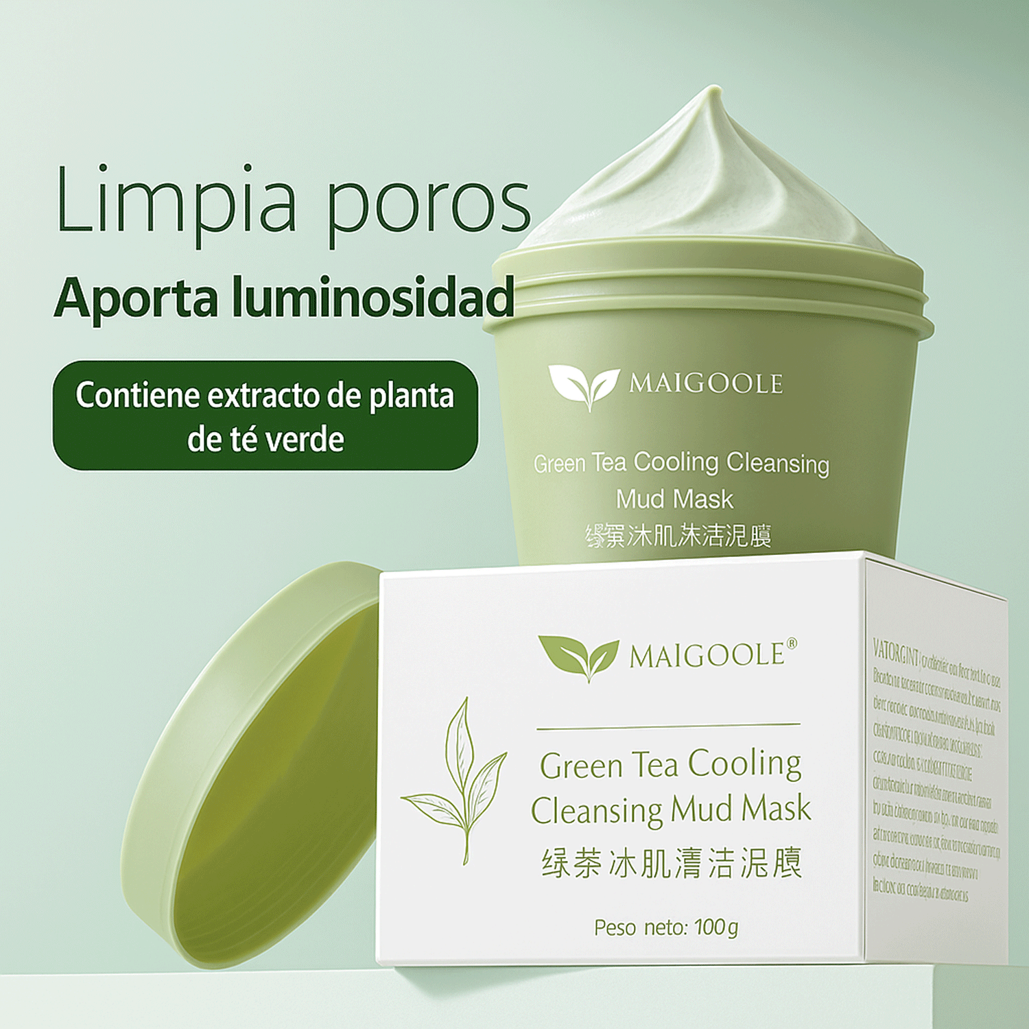 Mascarilla facial purificante con té verde | 100 g (Green Tea Cooling Cleansing Mud Mask)